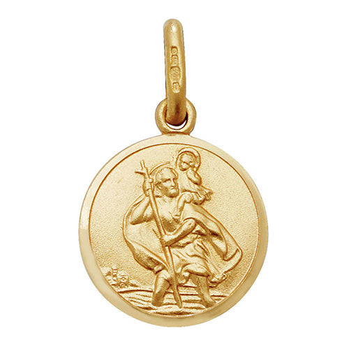 9ct Gold St Christopher Medal Necklace - 12mm - John Ross Jewellers