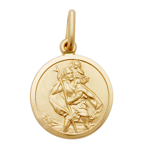 9ct Gold St Christopher Medal Necklace - 14mm - John Ross Jewellers