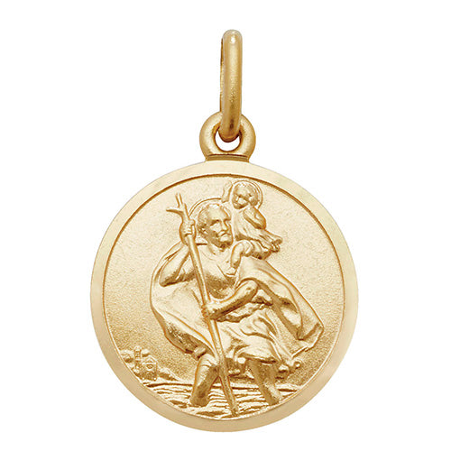 9ct Gold St Christopher Medal Necklace - 16mm - John Ross Jewellers