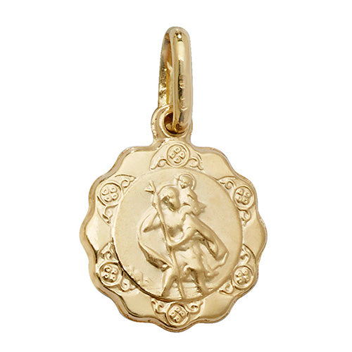 9ct Gold St Christopher Medal Pendant & Chain | Small - John Ross Jewellers