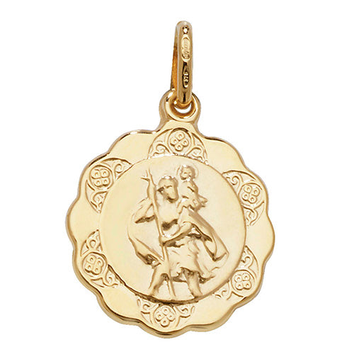 9ct Gold St Christopher Medal Pendant & Chain | Medium - John Ross Jewellers