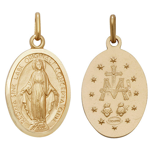 9ct Gold Miraculous Medal Pendant & Chain | Large - John Ross Jewellers