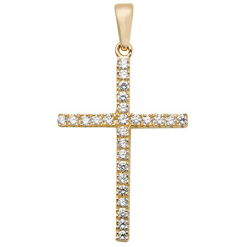9ct Gold CZ Cross Necklace - John Ross Jewellers