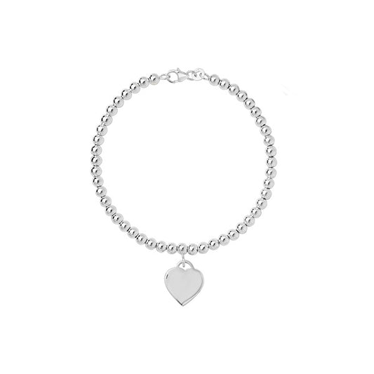 Sunshine Identity Bracelet - Silver Beads with Heart - John Ross Jewellers