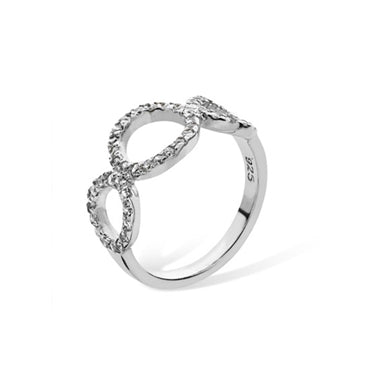 Silver CZ Three Circles Ring - John Ross Jewellers