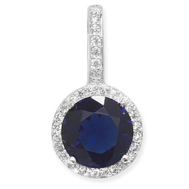 Silver Sapphire-Blue CZ Drop Necklace - John Ross Jewellers