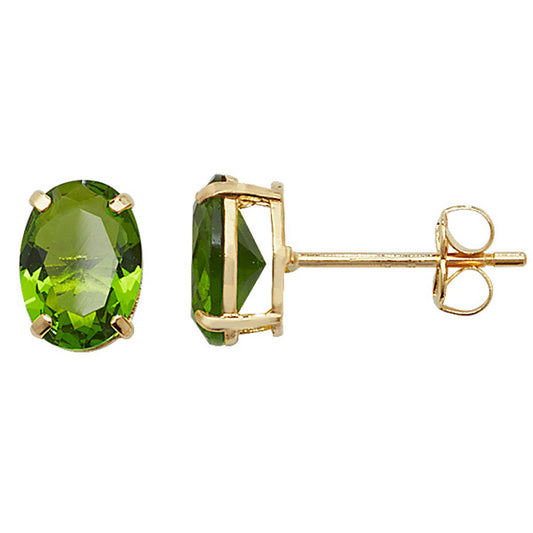 9ct Gold Oval Peridot Stud Earrings - John Ross Jewellers