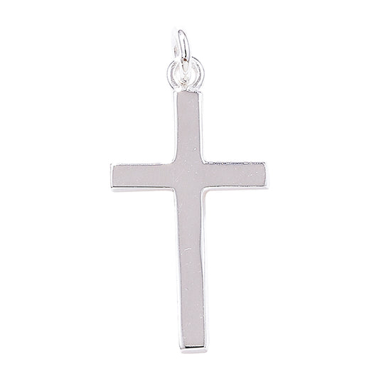 Silver Classic Block Cross Necklace - Medium-Large - John Ross Jewellers