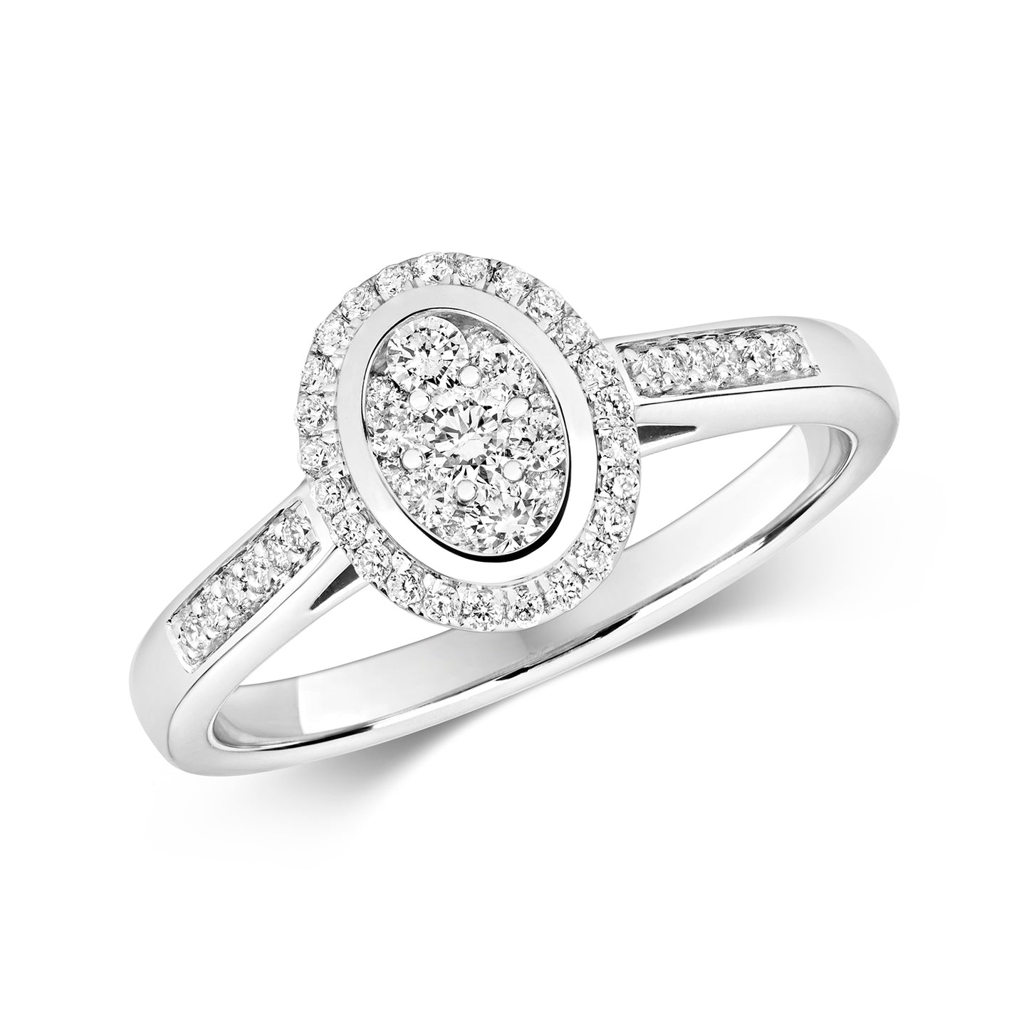 9ct White Gold Oval Cluster Diamond Engagement Ring | 0.33ct | H I1 Non-Certified