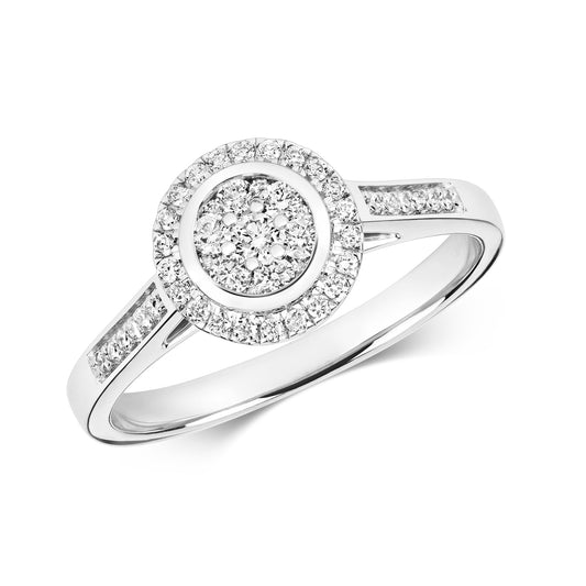 9ct White Gold Round Cluster Diamond Engagement Ring | 0.33ct | H I1 Non-Certified