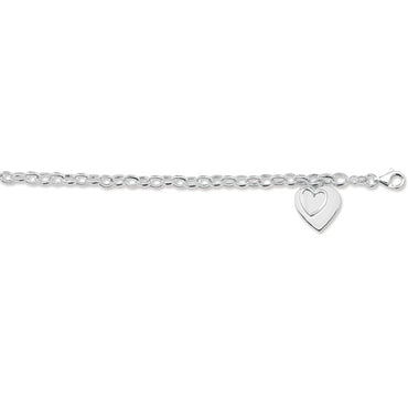Silver Heart Disc Bracelet - John Ross Jewellers