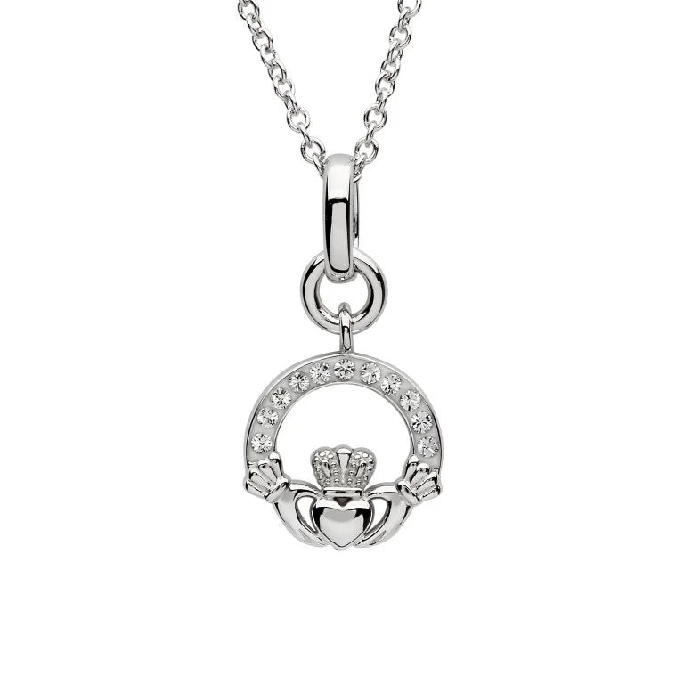 Silver Swarovski Claddagh Necklace - John Ross Jewellers