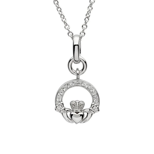 Silver Swarovski Claddagh Necklace - John Ross Jewellers