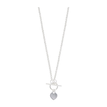 Silver Heart Disc T-Bar Necklace - John Ross Jewellers