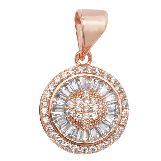 Rose Silver CZ Halo Pendant Necklace - John Ross Jewellers