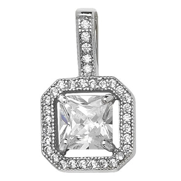 Silver Princess CZ Halo Necklace - John Ross Jewellers