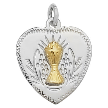 Kids Silver Heart-shaped Communion Medal & Chain - John Ross Jewellers