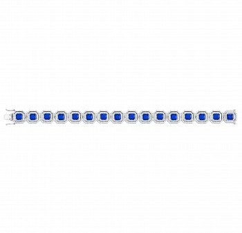 Silver Square Blue CZ Line Bracelet 20cm - John Ross Jewellers