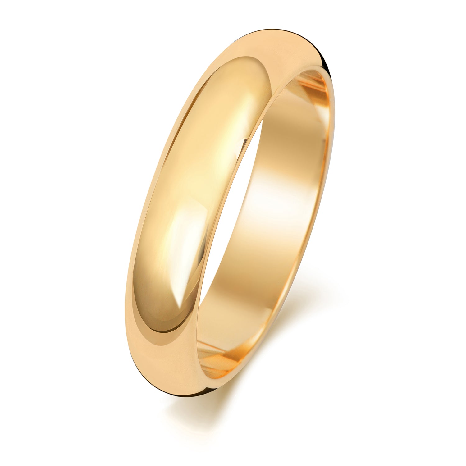 18ct Yellow Gold D-Shaped Wedding Ring | 4mm - John Ross Jewellers